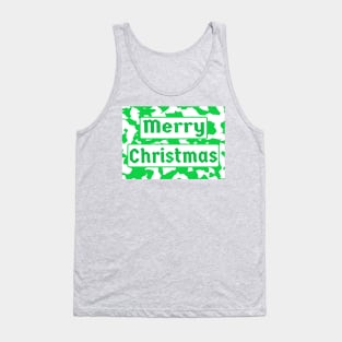 Merry Christmas Wintergreen and White Abstract Peppermint Candy Cane Tank Top